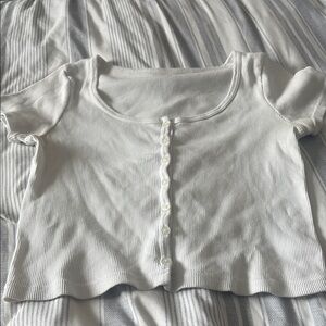 Brandy Melville White Ribbed Crop Top